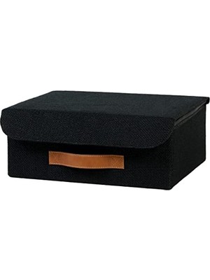 Vionna Siyah Renkli Jüt Kapaklı Çekmece Içi Kutu, 30 x 23 x 11 cm Ölçülerde