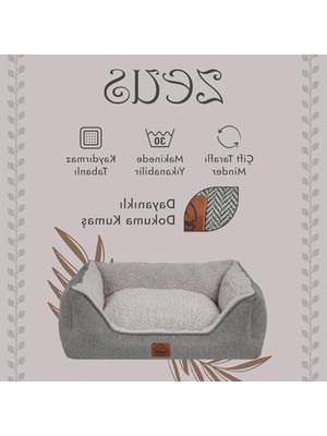 Vionna 40X55X18 cm Boyutunda Yıkanabilir Kedi ve Köpek Yatağı, Gri