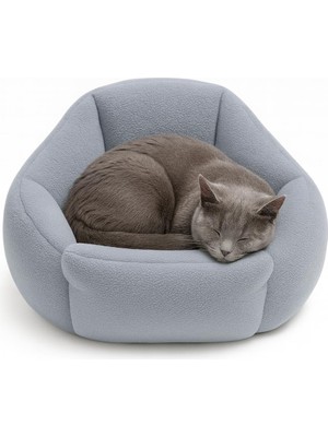 Vionna Kedi ve Köpek Yatağı Yumuşak Dokulu Yıkanabilir, Peluş, 45 cm (Gri)