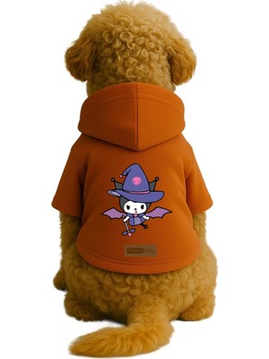 Vionna Monopetz Baskılı Içi Polarlı Köpek ve Kedi Kıyafeti & Elbisesi - Turuncu Renk Kapüşonlu Hoodie B589A Xs