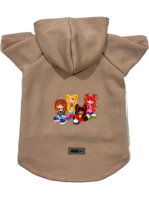 Vionna Monopetz Kapişonlu Polar Sweatshirt Köpek ve Kedi Kıyafeti & Elbisesi Bej CANDO003 Xl