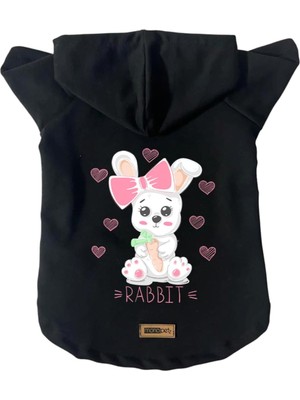 Vionna Monopetz Kapişonlu Polar Sweatshirt Köpek ve Kedi Kıyafeti & Elbisesi Siyah Rabbit Xs