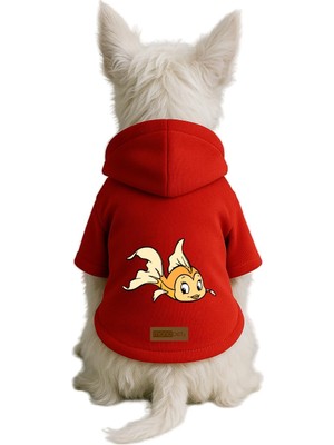 Vionna Monopetz Baskılı Içi Polarlı Köpek ve Kedi Kıyafeti & Elbisesi - Kırmızı Renk Kapüşonlu Hoodie BE883 6xl