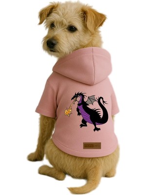 Vionna Monopetz Baskılı Içi Polarlı Köpek ve Kedi Kıyafeti & Elbisesi - Pembe Renk Kapüşonlu Hoodie BA634 L