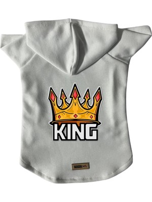 Vionna Monopetz Kapişonlu Polar Sweatshirt Köpek ve Kedi Kıyafeti & Elbisesi - Beyaz King L Beden