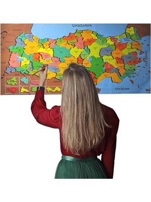 Vionna Renkli Türkiye Haritası Manyetik Duvar Stickerı - 118 x 56 cm