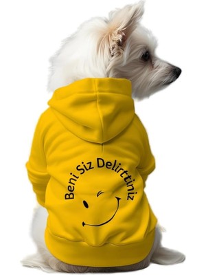 Vionna Mpz Pets Kedi ve Köpek Kıyafeti & Elbisesi Sarı Hoodie Beni Siz Delirttiniz Xl