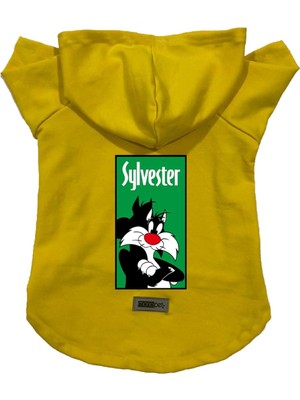 Vionna Monopetz Kapişonlu Polar Sweatshirt Köpek ve Kedi Kıyafeti & Elbisesi Sarı Sylvester Xl