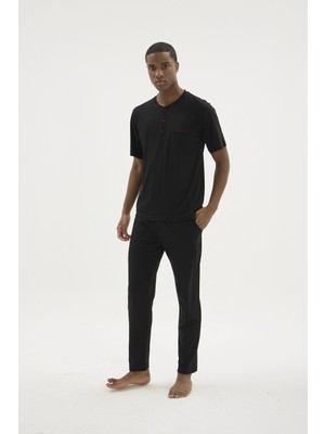 Beruflic Kocabey 2209-1 Erkek Süper Battal Midi Yaka Pijama Takım