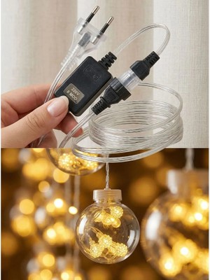 Lovesta Home 3 Metre 10 Toplu Perde LED Işık - Gün Işığı Şeffaf Dekoratif Aydınlatma - 8 Fonksiyonlu LED