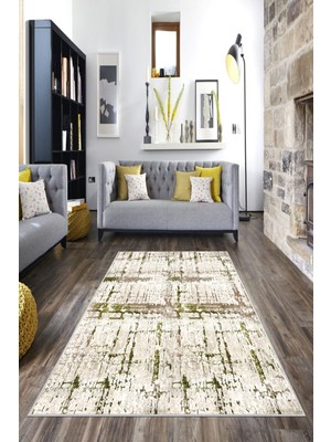 on the clouds Yeşil Batik Desen Renk Geçişli Yıkanabilir Kaymaz Taban Leke Tutmaz Modern Salon Halısı ve Yolluk