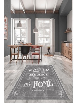 on the clouds Gri Kitchen Mutfak Yazılı  Yıkanabilir Kaymaz Taban Leke Tutmaz Modern Mutfak Halısı ve Yolluk