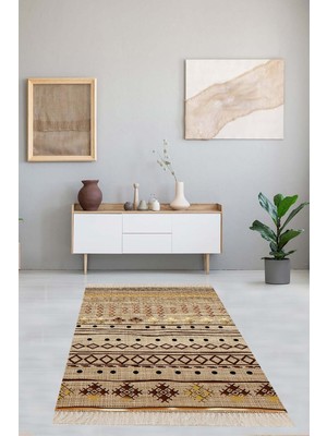 on the clouds Kilim Desenli Etnik Dijital Baskı Yıkanabilir Kaymaz Taban Eskitme Salon Halı ve Yolluk