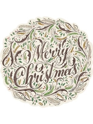 Hester & Cook Kalıp Kesim Merry Christmas Kağıt Amerikan Servis 12LI Paket