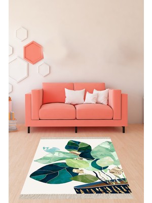 on the clouds Yaprak Desenli Dijital Baskı Yıkanabilir Kaymaz Taban Modern Salon Halısı Yolluk