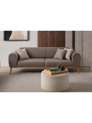 Edsy Home Rebull Modern Koltuk Takımı Kahverengi 3+3+1 Orta Sert Yataklı Ahşap Ayaklı