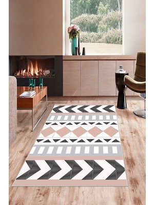 on the clouds Karo Zigzag Renk Geçişli Etnik Yıkanabilir Kaymaz Taban Leke Tutmaz Modern Salon Halısı ve Yolluk