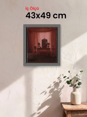 Hars Royal Klasik Desenli Gümüş Çerçeve 43 x 49 cm Şeffaf Korumalı Pvc