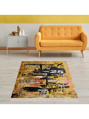 on the clouds Sokak Temalı Dijital Baskı Yıkanabilir Kaymaz Taban Modern Salon Halı ve Yolluk