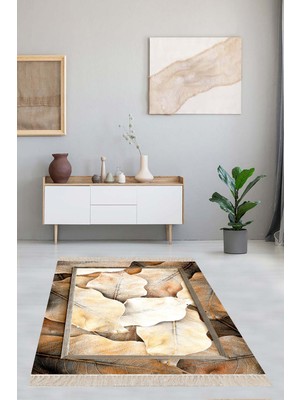 on the clouds Yaprak Desenli Dijital Baskı Yıkanabilir Kaymaz Taban Modern Salon Halısı Yolluk
