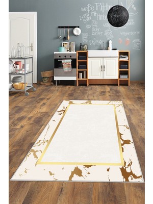 on the clouds Krem Gold Detay Yıkanabilir Kaymaz Taban Leke Tutmaz Modern Salon Halısı ve Yolluk