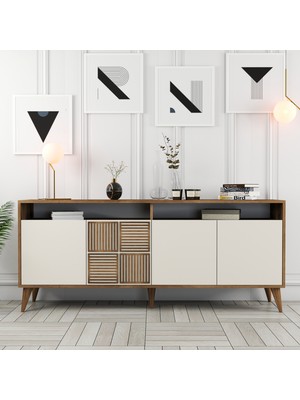 Variant Mobilya Milan Konsol - Modern Tasarım Ceviz Krem Renk 180 cm Derinlik 35 cm