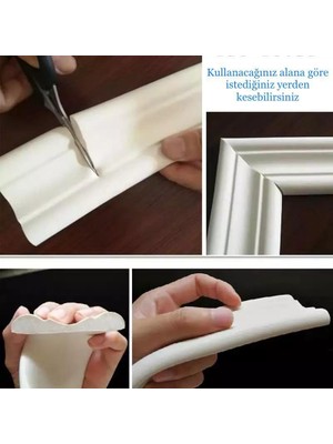 Renkli Duvarlar Beyaz Renkli Duvar Çıtası Yapışkanlı Süpürgelik Esnek Malzeme ile Kolay Kullanım