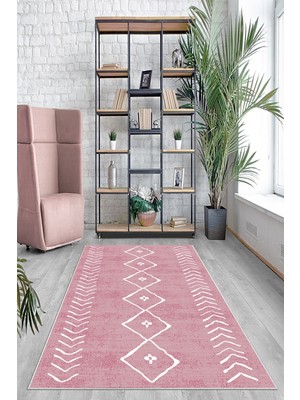 on the clouds Geometrik Çizgi Kilim Desenli Bohem Dijital Baskı Yıkanabilir Kaymaz Taban Salon Halısı ve Yolluk