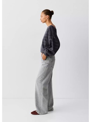 Mango Düşük Belli Zımbalı Jean