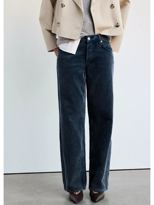 Mango Wide Leg Fitilli Kadife Jean Pantolon