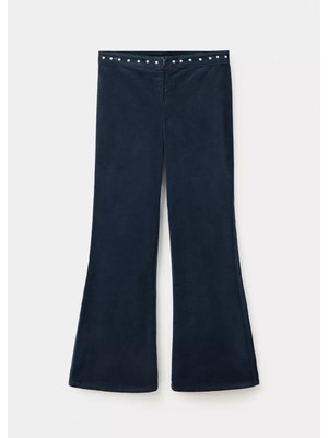 Mango Kadife Zımba Detaylı Flare Pantolon