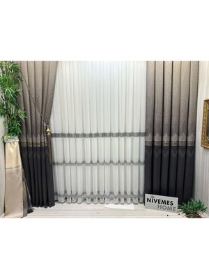 Store Titus FJ632145 V-5329 Kahve 1/3 Sık Pileli Fon Perde 80 x 270
