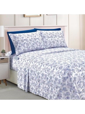 Store Amelia Paisley Baskılı 6 Parça Çarşaf Seti, Derin Cepli 1500 Premium Otel Kalitesinde, Solmaya ve Kırışmaya Dayanıklı, Akıllı Cepli Lastikli Çarşaf, Şal Desenli Çarşaf Seti, Kraliçe