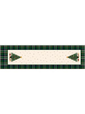 Store Yılbaşı Temalı Dijital Baskılı Runner Örtüsü Christmas Yeşil 40X140 cm
