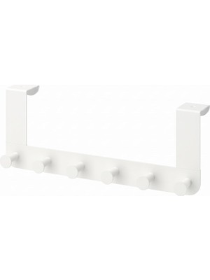 Store Enudden Kapı Gardırobu, Beyaz Metal, 6 Kanca, 4 Cm'ye Kadar Kapı Kalınlığı Için