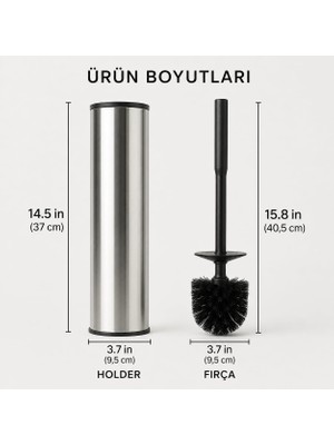 Store Krom Klozet Fırçası, Paslanmaz Görünümlü Tuvalet Fırçası, Siyah Saplı Modern Wc Fırçalık, Banyolar Için Kompakt ve Şık Tasarım