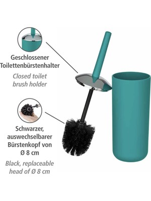 Store Brasil Wc Garnitürü, Yüksek Kaliteli Fırça Tutucu, Mat Yüzey, Kırılmaz Plastik, Bpa Içermez, Banyo ve Misafir Tuvaleti Için Ideal, Tuvalet Fırçası Dahil, Çap 10 x 37 Cm, Petrol