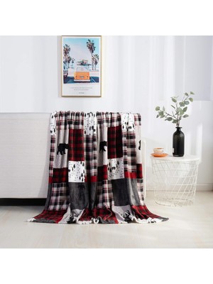 Store Velvet Touch Ultra Peluş Noel Tatili Baskılı Polar BATTANIYE-127 x 152 Cm, (Paket), Yama Işi
