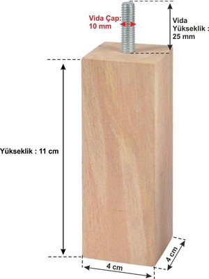 Store Ahşap Mobilya Baza Koltuk Kanepe Ayağı Vida Çapı 10 mm