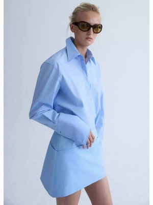 Mango Etek Ucu Asimetrik  Poplin Etek