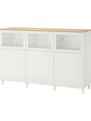 Dolap Kombinasyonu, Beyaz-Şeffaf Cam, 180X42X114 Cm, Smevıken/ostvık