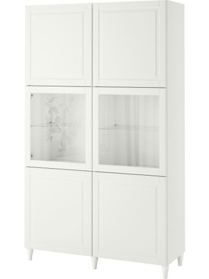 Dolap Kombinasyonu, Beyaz-Şeffaf Cam, 120X42X202 Cm, Smevıken/ostvık