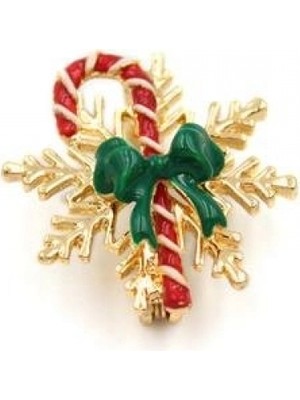Pileli Store Yılbaşı Noel Şekeri Broş - Altın