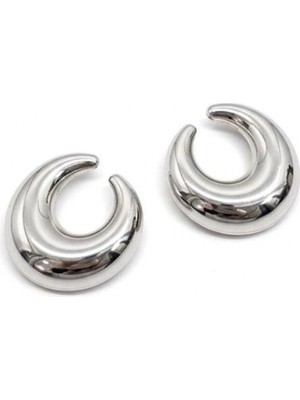 Pileli Store Metal Hilal Küpe - Gümüş