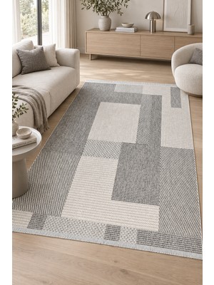 Cinka Home Erida Gri Sisal Görünümlü Kaymaz Tabanlı Robot Süpürge Uyumlu Oturma Odası Mutfak Koridor Halısı