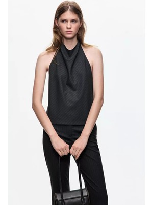 Mango Ince Çizgili Flare Pantolon