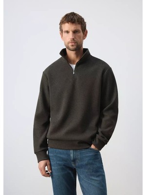 MANGO Man Fermuarlı yaka içi şardonlu sweatshirt