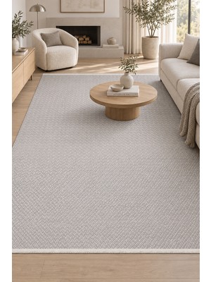 Cinka Home Mimoza Gri Modern Salon Oturma Odası Halısı Robot Süpürge Uyumlu Kolay Temizlenebilir Polyester Pamu