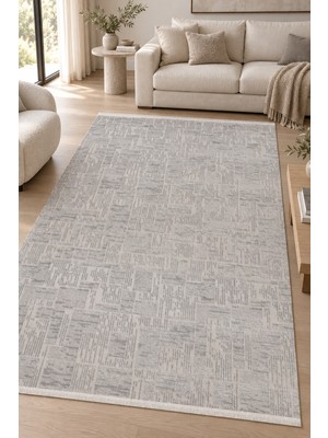 Cinka Home Breeze Modern Gri Salon Oturma Odası Robot Süpürge Uyumlu Kolay Temizlenebilir Akrilik Halı