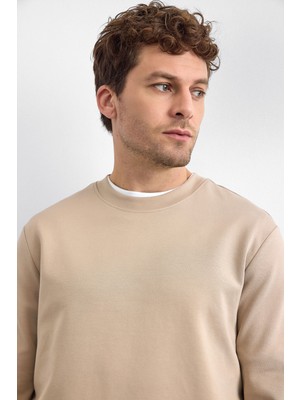 Back & Bond Bej Regular Fit Bisiklet Yaka Sweatshirt